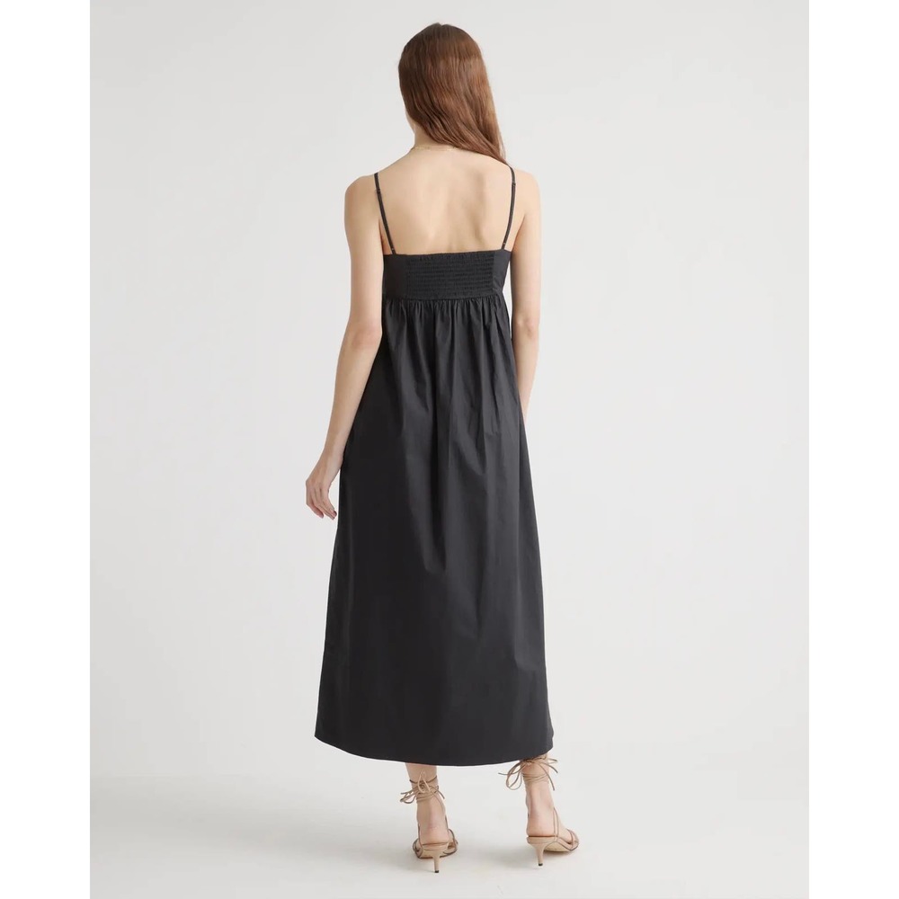 QUINCE Black 100% Organic Cotton Poplin Sleeveless Maxi Dress NWT Size XS - Picture 4 of 13